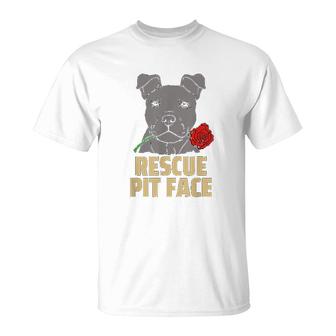 Pitbull Rescue Pit Face Funny Cute Pitbull Lovers T-Shirt - Thegiftio UK