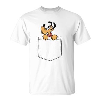 Pluto In Pocket Cartoon Character T-Shirt | Mazezy