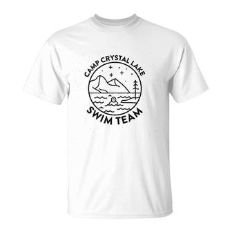 Camp Crystal Lake Swim Team Halloween Horror Graphic T-Shirt - Seseable