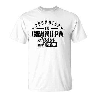 Promoted To Grandpa Again 2022 Baby Pregnancy Announcement T-Shirt | Mazezy