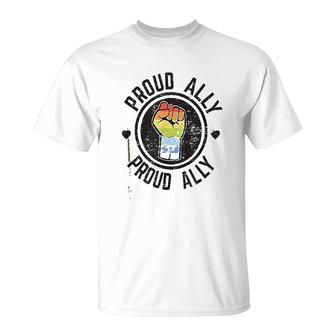 Proud Ally Lgbtq Gay Pride Parade Retro Circle T-shirt - Thegiftio UK