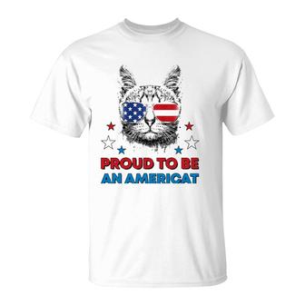 Proud To Be An Americat American Cat Patriotic 4Th Of July T-Shirt | Mazezy