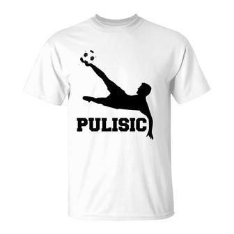 Pulisic Soccer Football Fan Silhouette And Football S T-Shirt | Mazezy