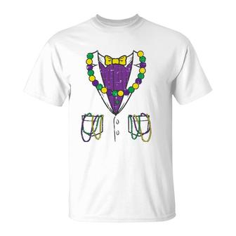 Purple Tuxedo Costume Louisiana Mardi Gras Men Boys Kids T-Shirt | Mazezy