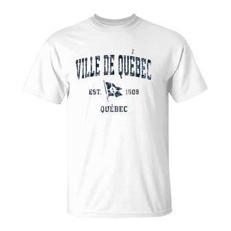 Quebec City Quebec Vintage Boat Anchor Flag T-Shirt | Mazezy