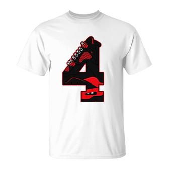 Red Thunder 4S Tee To Match Hiphop Shoes 4 Red Thunder T-Shirt | Mazezy