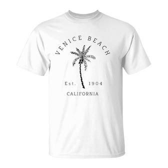 Retro Cool Venice Beach California Palm Tree Novelty Art T-Shirt | Mazezy