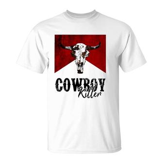 Retro Cow Skull Cowboy Killer Western Country Cowgirl Gift T-Shirt | Mazezy DE