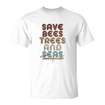 Retro Save Bees And Seas Climate Change T-Shirt | Mazezy