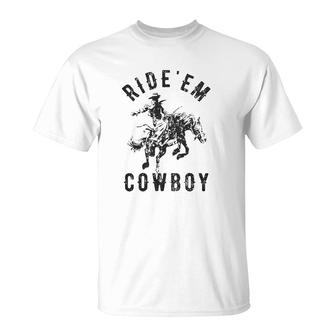 Ride Em Cowboy Cowgirl Rodeo Saying Cute Graphic V2 T-shirt - Thegiftio UK