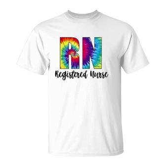 Rn Tie Dye Registered Nurse Colorful Text T-Shirt | Mazezy