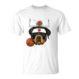 Rottweiler Basketball Dog Lovers Basketball Player T-Shirt | Mazezy UK