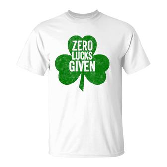 Saint Patrick's Day Funny Gift Zero Lucks Given Tank Top T-Shirt | Mazezy