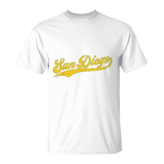 San Diego Baseball Script Gift T-Shirt | Mazezy