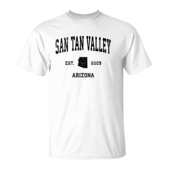 San Tan Valley Arizona Az Vintage Sports Design Black Print T-Shirt | Mazezy