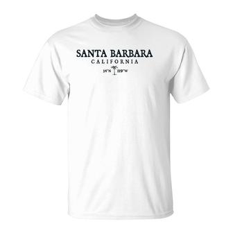 Santa Barbara California Palm Tree Surf Beach Gift T-Shirt | Mazezy DE