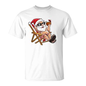 Santa Christmas In July Funny Men Women Hawaiian Tropical T-Shirt | Mazezy