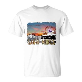 Santa Monica Pier Sunset California T-Shirt | Mazezy