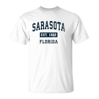 Sarasota Florida Fl Vintage Sports Design Navy Print Pullover T-Shirt | Mazezy