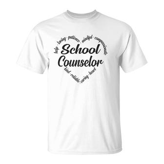 School Counselor Heart Word Cloud T-Shirt | Mazezy