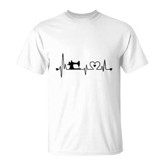 Sewing Heartbeat Lifeline Machine T-Shirt | Mazezy