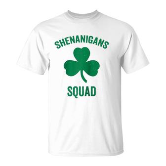 Shenanigans Squad Funny St Patrick's Day Matching Group Gift Raglan Baseball Tee T-Shirt | Mazezy