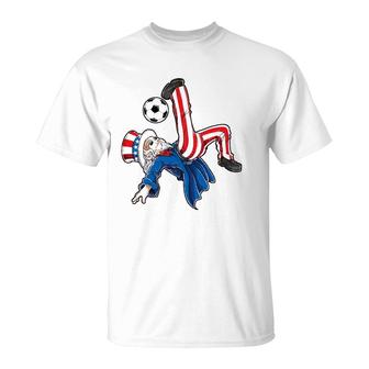 Soccer 4Th Of July Kids Boys Uncle Sam American Flag T-Shirt | Mazezy