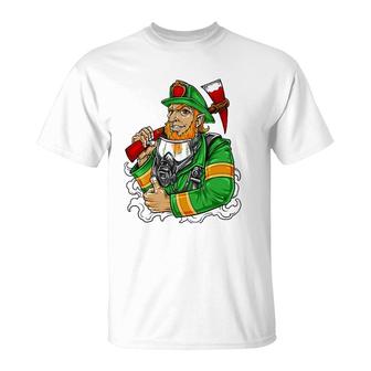 St Patrick's Day Firefighter Fireman Gift T-Shirt | Mazezy