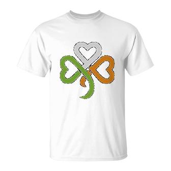St Patricks Day Green Clover Heart Irish T-Shirt | Mazezy