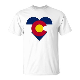 State Of Colorado Flag Heart Gift Novelty Men Women T-Shirt | Mazezy