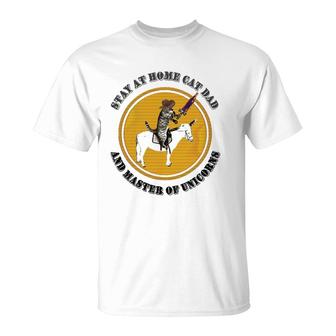 Stay At Home Funny Cat Dad And Unicorn Master T-Shirt | Mazezy