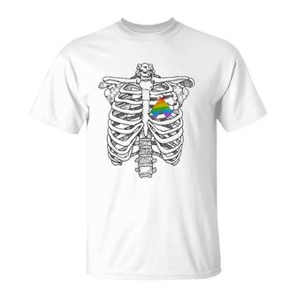 Straight Alliance Ribcage Gift For Straight Ally Pride Flag T-Shirt | Mazezy