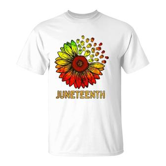 Sunflower Fist For Melanin Women Black History On Juneteenth T-Shirt | Mazezy