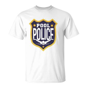 Swimming Swimmer Swim Pool Police Coach Dad T-Shirt | Mazezy