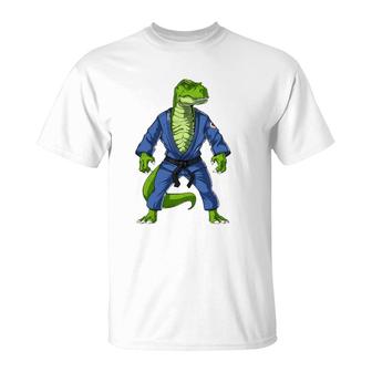 T-Rex Dinosaur Jiu-Jitsu Judo Martial Arts Karate T-Shirt | Mazezy