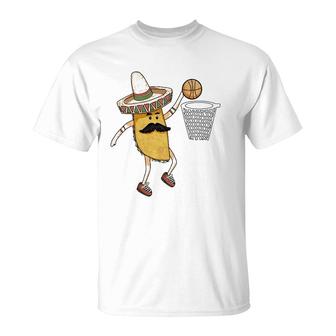 Taco Basketball Slam Dunk Sports Funny Cinco De Mayo T-Shirt | Mazezy