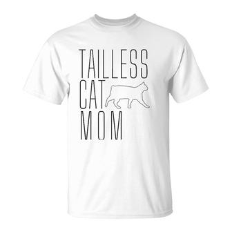 Tailless Cat Mom Bobtail Manx No Tail Cat Owner Lover T-Shirt | Mazezy