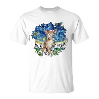 Tan Chihuahua Starry Night T-Shirt | Mazezy