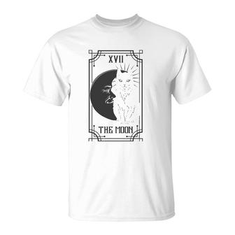 Tarot Card The Moon And The Cat Gothic Pagan T-Shirt | Mazezy
