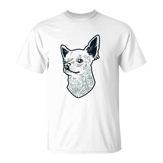 Tattooed Chihuahua For Tattooed Rockers Punk Rock Dog T-Shirt | Mazezy