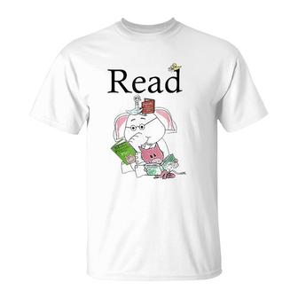 Teacher Library Read Book Club Piggie Elephant Pigeons T-Shirt | Mazezy