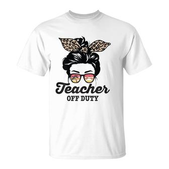 Teacher Off Duty Messy Bun T-Shirt | Mazezy