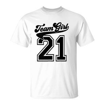 Team Girl Gender Reveal 2021 Birth Announcement Shower Gift T-Shirt | Mazezy