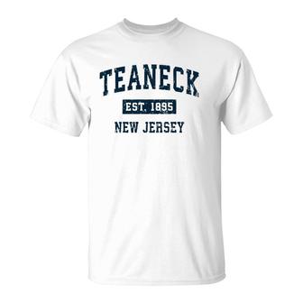 Teaneck New Jersey Nj Vintage Sports Design Navy Print Pullover T-Shirt | Mazezy