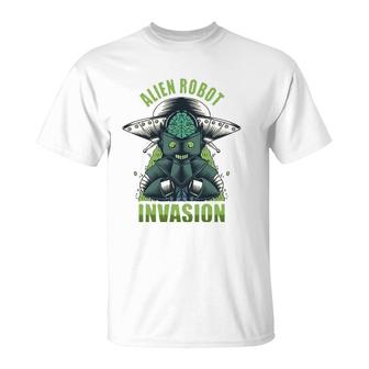 The Alien Robot Invasion Music T-Shirt | Mazezy