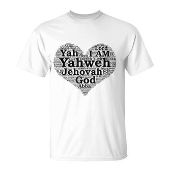 The Names Of God Yahweh Jehovah I Am Bible Scripture T-Shirt - Thegiftio UK