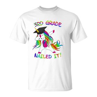 Third Grade Graduation Dabbing Unicorn Boy Girl T-Shirt | Mazezy