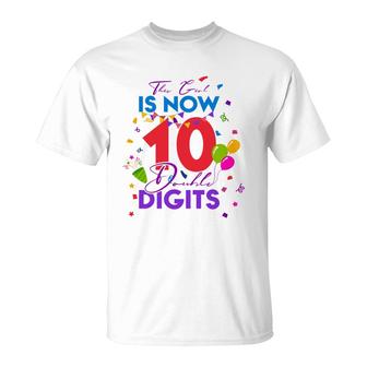This Girl Is Now 10 Double Digits Birthday 10Th Gift 10 Years Old T-Shirt - Seseable