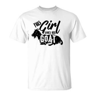 This Girl Lovers Her Goats Cute Goat Lady Funny Farmer Gift Raglan Baseball Tee T-Shirt | Mazezy