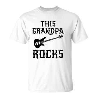 This Grandpa Rocks Father's Day Birthday Guitar Gift T-Shirt | Mazezy